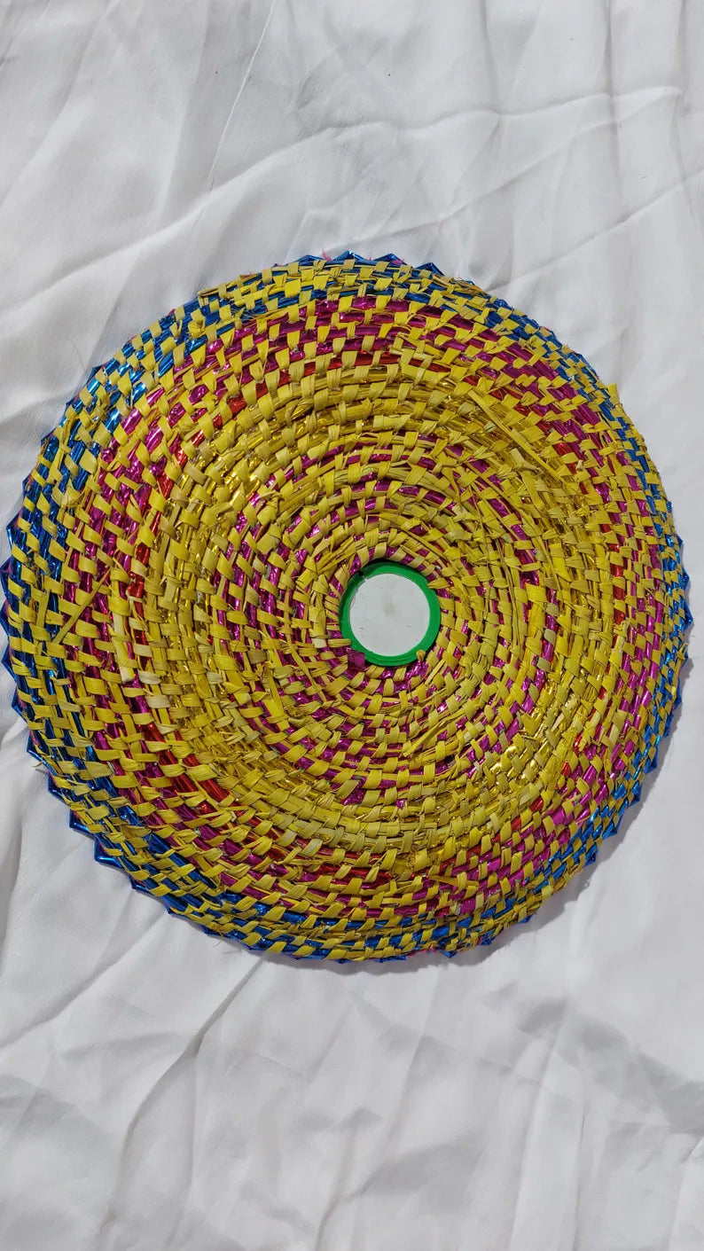 Handmade, Home Decor , Hotpot ,Wool Threads Hand Fan , Basket , Village Style, India Pakistan , Sisterandbro