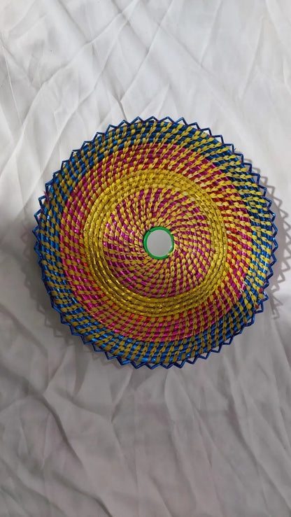 Handmade, Home Decor , Hotpot ,Wool Threads Hand Fan , Basket , Village Style, India Pakistan , Sisterandbro